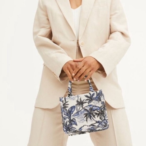 NWT H&M Small Dior-like Jacquard Tote Bag - Picture 2 of 4